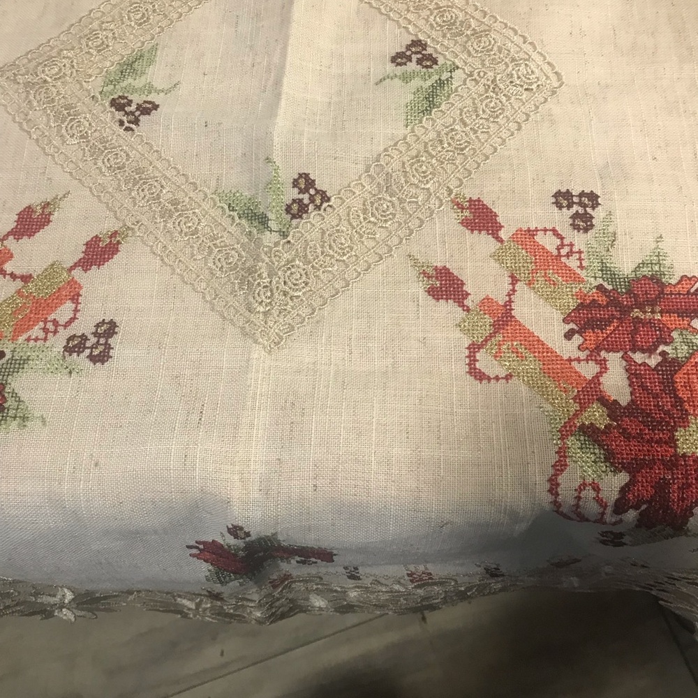 Floral Embroidered Tablecloth